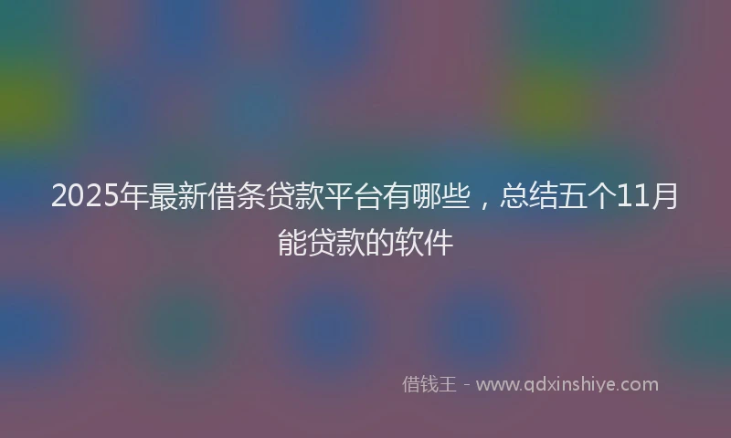 2025年最新借条贷款平台有哪些，总结五个11月能贷款的软件