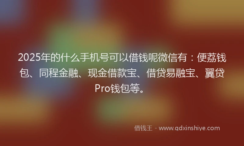 2025年的什么手机号可以借钱呢微信有：便荔钱包、同程金融、现金借款宝、借贷易融宝、翼贷Pro钱包等。