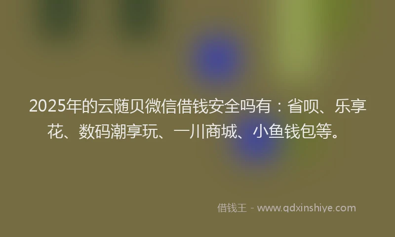 2025年的云随贝微信借钱安全吗有：省呗、乐享花、数码潮享玩、一川商城、小鱼钱包等。