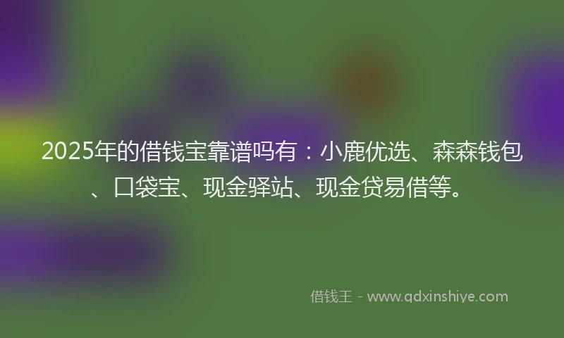 2025年的借钱宝靠谱吗有：小鹿优选、森森钱包、口袋宝、现金驿站、现金贷易借等。