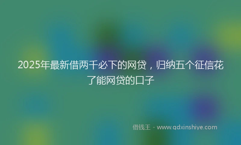2025年最新借两千必下的网贷，归纳五个征信花了能网贷的口子