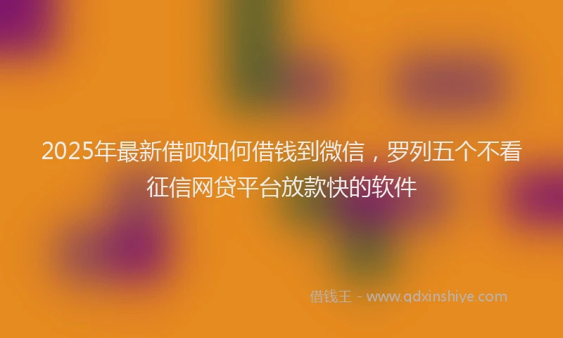 2025年最新借呗如何借钱到微信，罗列五个不看征信网贷平台放款快的软件