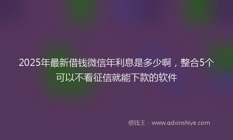 2025年最新借钱微信年利息是多少啊，整合5个可以不看征信就能下款的软件