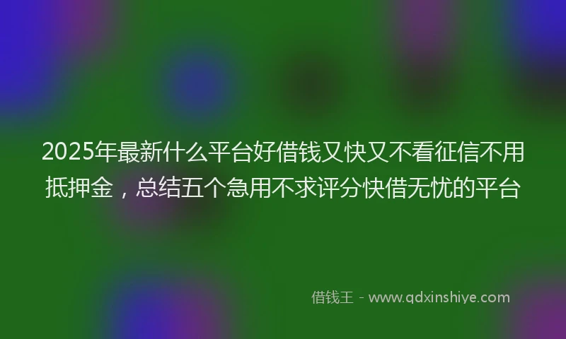 2025年最新什么平台好借钱又快又不看征信不用抵押金，总结五个急用不求评分快借无忧的平台