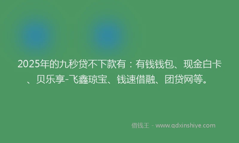 2025年的九秒贷不下款有：有钱钱包、现金白卡、贝乐享-飞鑫琼宝、钱速借融、团贷网等。