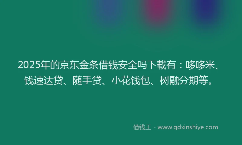 2025年的京东金条借钱安全吗下载有：哆哆米、钱速达贷、随手贷、小花钱包、树融分期等。