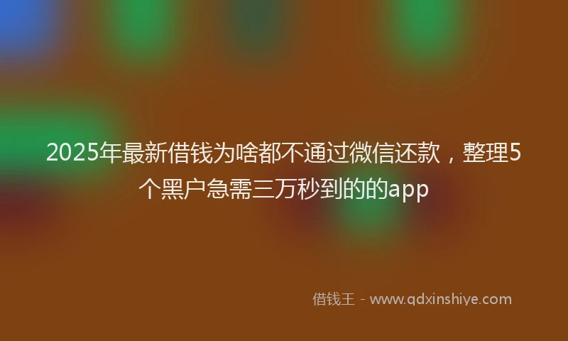 2025年最新借钱为啥都不通过微信还款，整理5个黑户急需三万秒到的的app