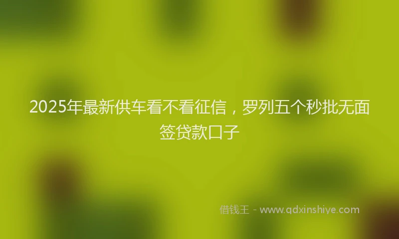 2025年最新供车看不看征信，罗列五个秒批无面签贷款口子