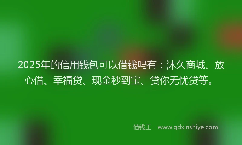 2025年的信用钱包可以借钱吗有：沐久商城、放心借、幸福贷、现金秒到宝、贷你无忧贷等。