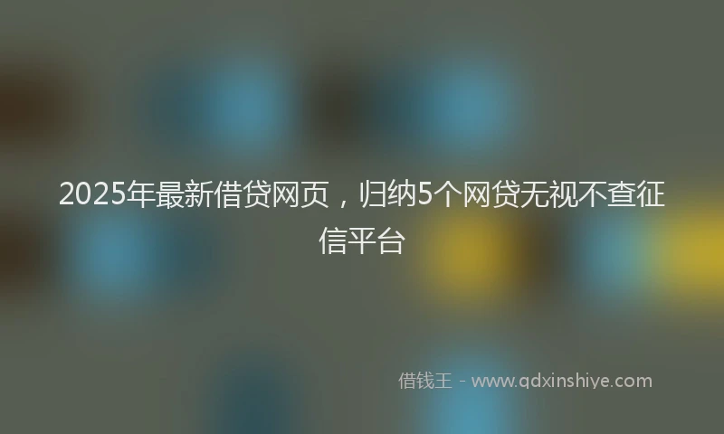 2025年最新借贷网页，归纳5个网贷无视不查征信平台