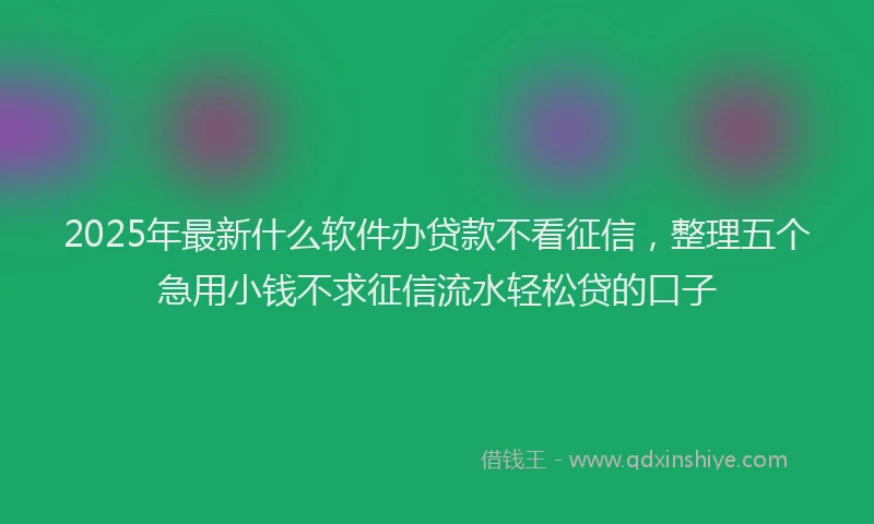 2025年最新什么软件办贷款不看征信，整理五个急用小钱不求征信流水轻松贷的口子
