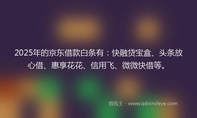 2025年的京东借款白条有：快融贷宝盒、头条放心借、惠享花花、信用飞、微微快借等。