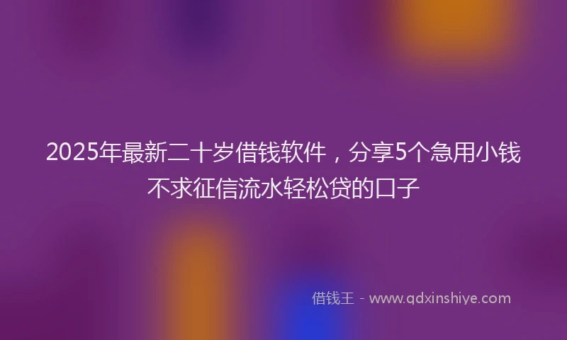 2025年最新二十岁借钱软件，分享5个急用小钱不求征信流水轻松贷的口子