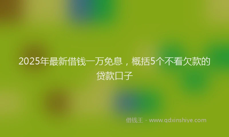2025年最新借钱一万免息，概括5个不看欠款的贷款口子