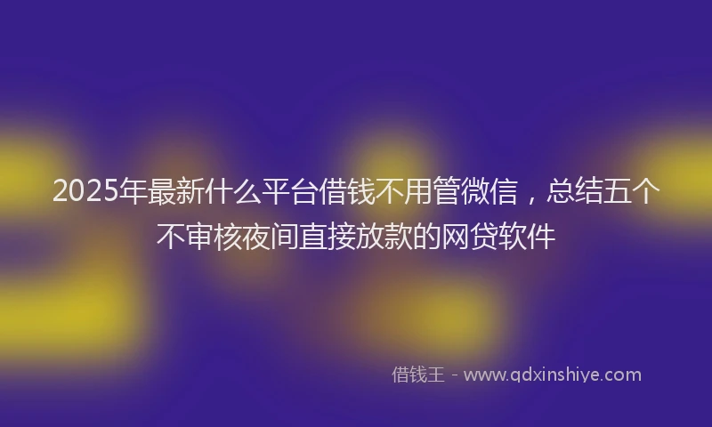 2025年最新什么平台借钱不用管微信，总结五个不审核夜间直接放款的网贷软件