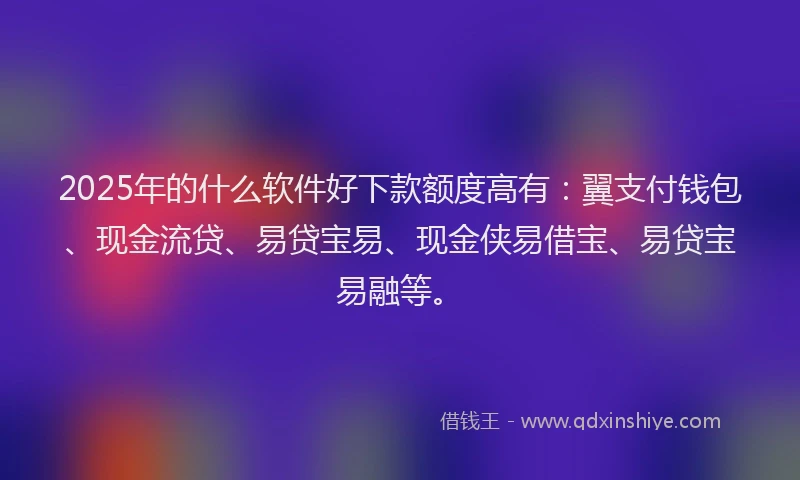 2025年的什么软件好下款额度高有：翼支付钱包、现金流贷、易贷宝易、现金侠易借宝、易贷宝易融等。