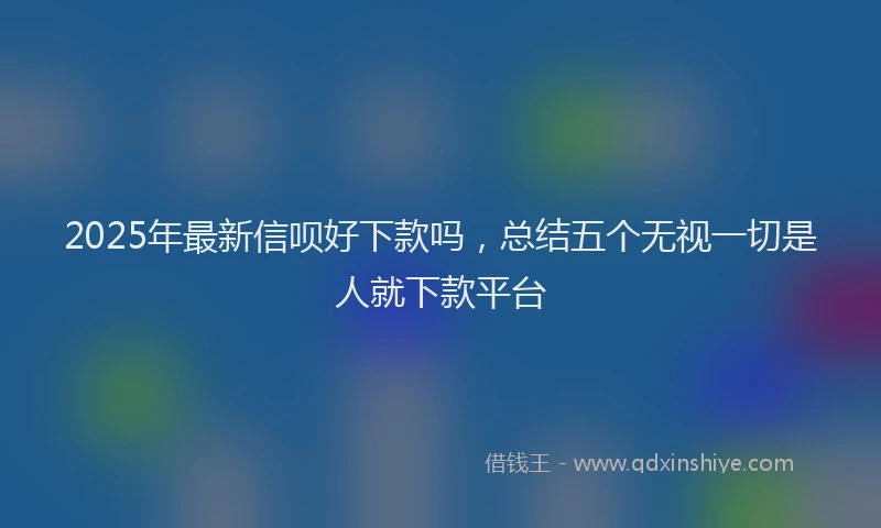 2025年最新信呗好下款吗，总结五个无视一切是人就下款平台