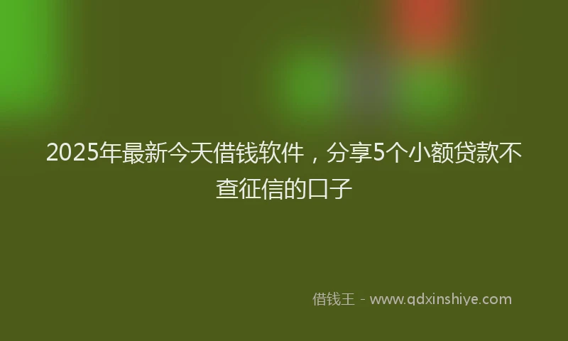 2025年最新今天借钱软件，分享5个小额贷款不查征信的口子