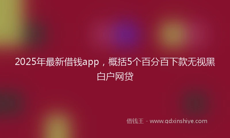 2025年最新借钱app，概括5个百分百下款无视黑白户网贷