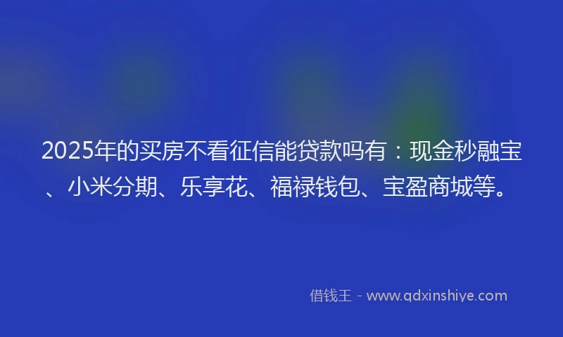 2025年的买房不看征信能贷款吗有：现金秒融宝、小米分期、乐享花、福禄钱包、宝盈商城等。