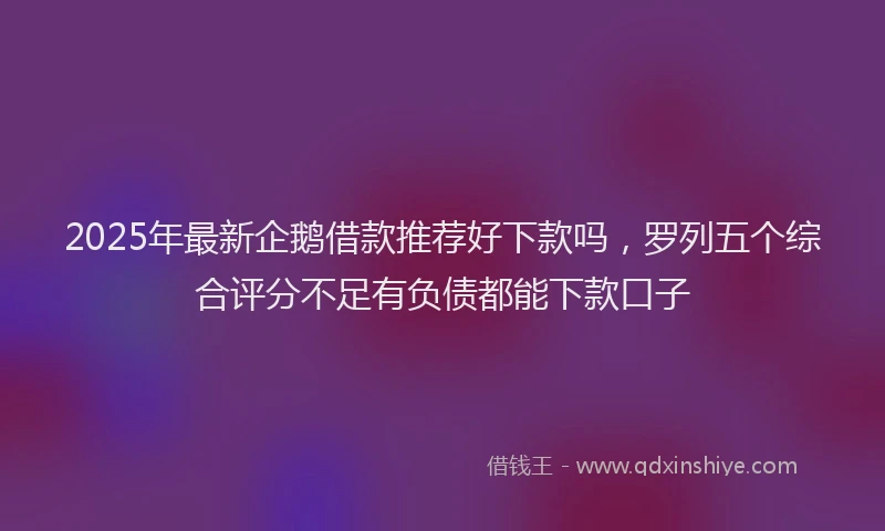 2025年最新企鹅借款推荐好下款吗，罗列五个综合评分不足有负债都能下款口子
