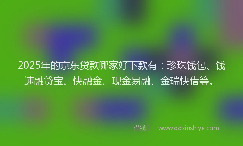2025年的京东贷款哪家好下款有：珍珠钱包、钱速融贷宝、快融金、现金易融、金瑞快借等。