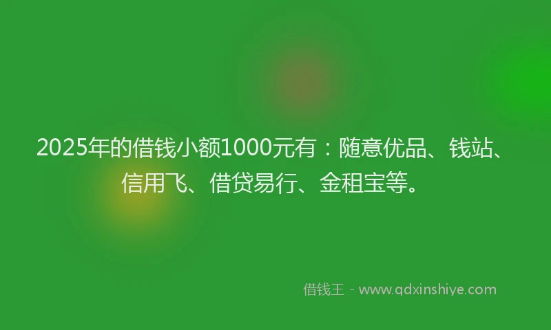 2025年的借钱小额1000元有：随意优品、钱站、信用飞、借贷易行、金租宝等。