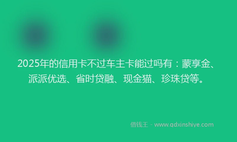 2025年的信用卡不过车主卡能过吗有：蒙享金、派派优选、省时贷融、现金猫、珍珠贷等。