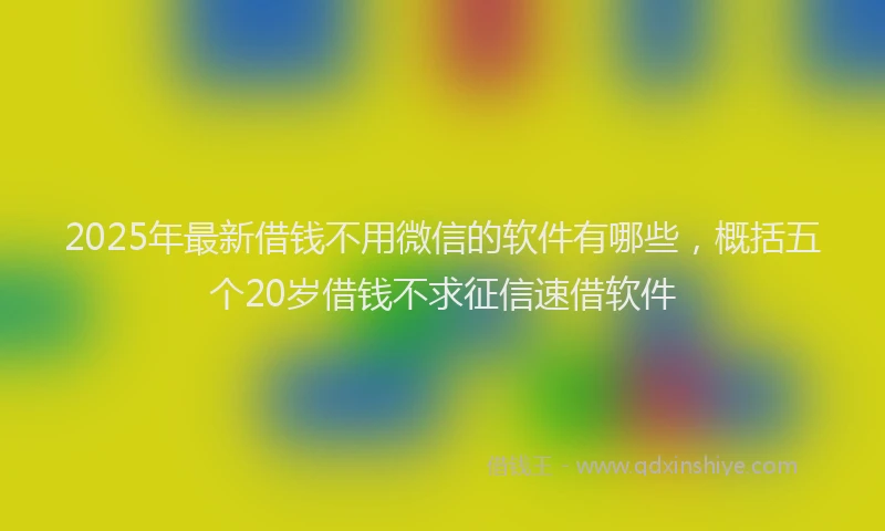 2025年最新借钱不用微信的软件有哪些，概括五个20岁借钱不求征信速借软件