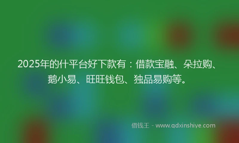 2025年的什平台好下款有：借款宝融、朵拉购、鹅小易、旺旺钱包、独品易购等。