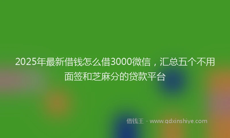 2025年最新借钱怎么借3000微信，汇总五个不用面签和芝麻分的贷款平台