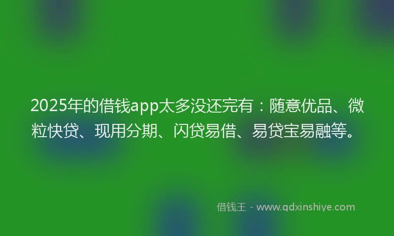 2025年的借钱app太多没还完有:随意优品、微粒快贷、现用分期、闪贷易借、易贷宝易融等。