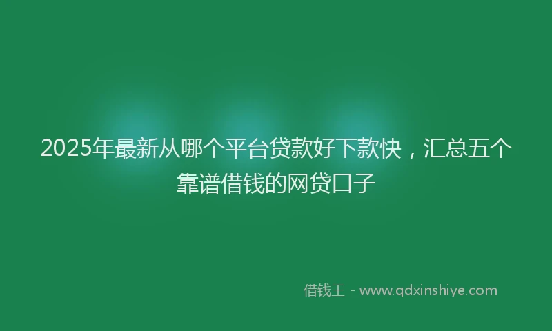 2025年最新从哪个平台贷款好下款快，汇总五个靠谱借钱的网贷口子