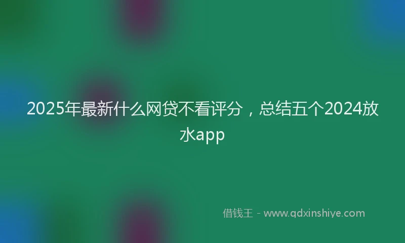 2025年最新什么网贷不看评分，总结五个2024放水app