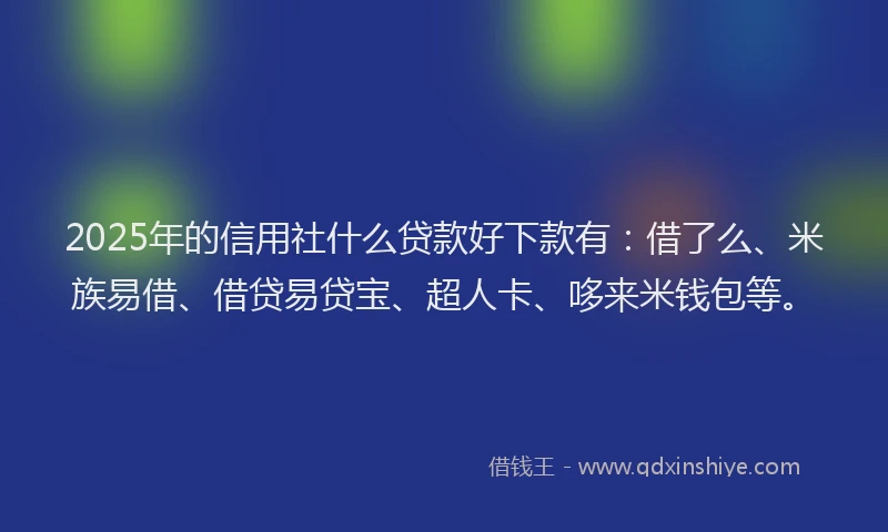 2025年的信用社什么贷款好下款有：借了么、米族易借、借贷易贷宝、超人卡、哆来米钱包等。
