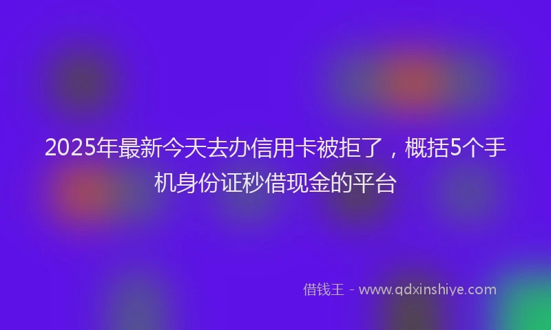 2025年最新今天去办信用卡被拒了，概括5个手机身份证秒借现金的平台