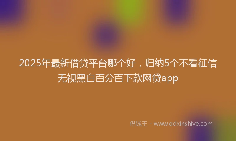 2025年最新借贷平台哪个好，归纳5个不看征信无视黑白百分百下款网贷app