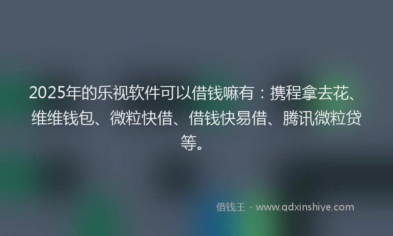2025年的乐视软件可以借钱嘛有：携程拿去花、维维钱包、微粒快借、借钱快易借、腾讯微粒贷等。