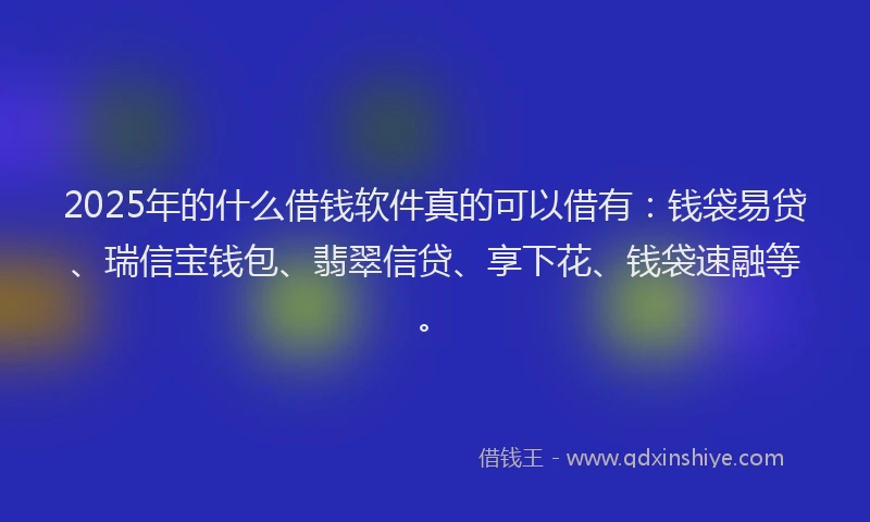 2025年的什么借钱软件真的可以借有：钱袋易贷、瑞信宝钱包、翡翠信贷、享下花、钱袋速融等。