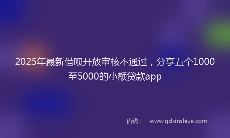 2025年最新借呗开放审核不通过，分享五个1000至5000的小额贷款app