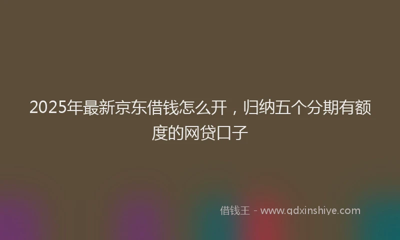 2025年最新京东借钱怎么开，归纳五个分期有额度的网贷口子