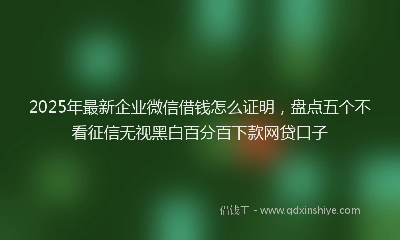 2025年最新企业微信借钱怎么证明，盘点五个不看征信无视黑白百分百下款网贷口子