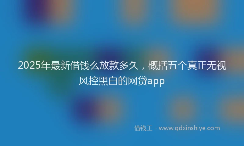 2025年最新借钱么放款多久，概括五个真正无视风控黑白的网贷app