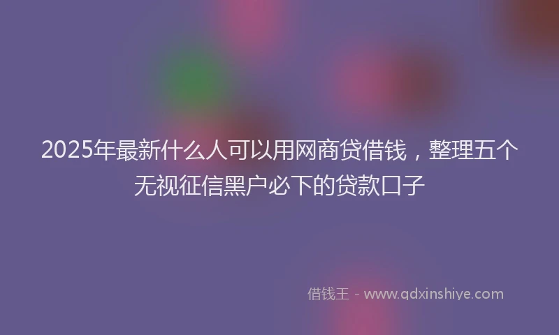 2025年最新什么人可以用网商贷借钱，整理五个无视征信黑户必下的贷款口子