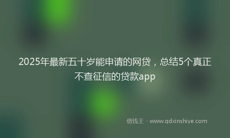2025年最新五十岁能申请的网贷，总结5个真正不查征信的贷款app