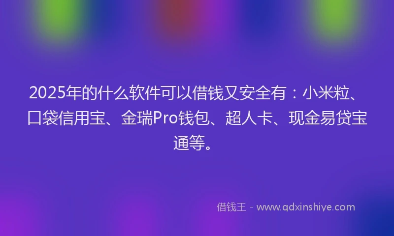 2025年的什么软件可以借钱又安全有：小米粒、口袋信用宝、金瑞Pro钱包、超人卡、现金易贷宝通等。