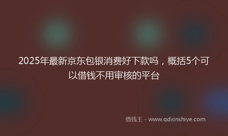 2025年最新京东包银消费好下款吗，概括5个可以借钱不用审核的平台