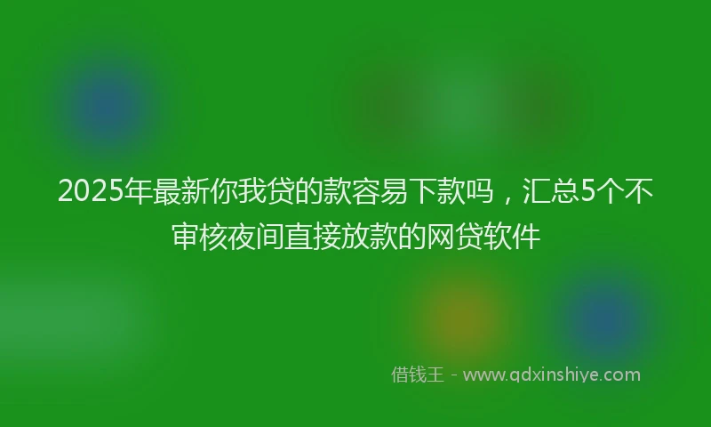 2025年最新你我贷的款容易下款吗，汇总5个不审核夜间直接放款的网贷软件
