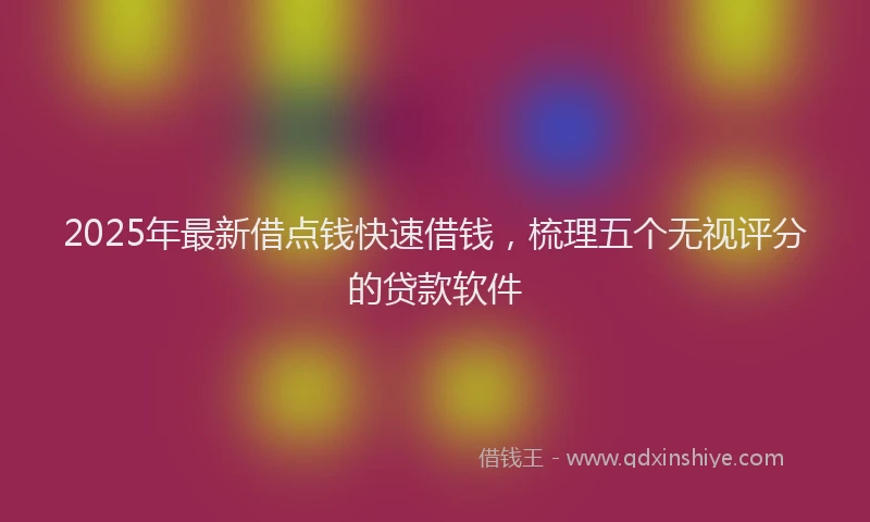 2025年最新借点钱快速借钱，梳理五个无视评分的贷款软件