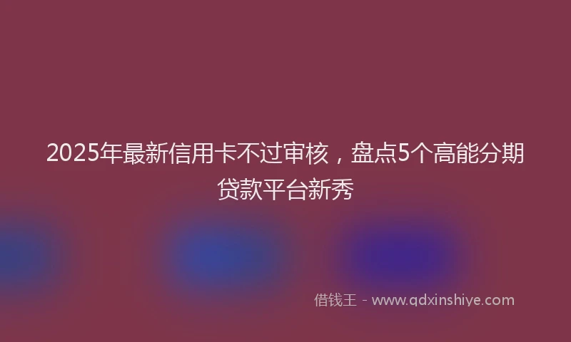 2025年最新信用卡不过审核，盘点5个高能分期贷款平台新秀